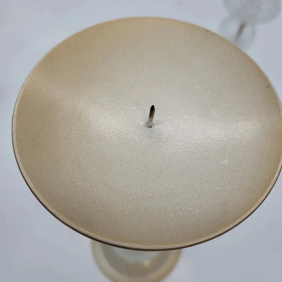 Set of 2 CLASSIC STYLE Glass PILLAR CANDLE HOLDER 12" Tall Clear/ Beige - Picture 4 of 8